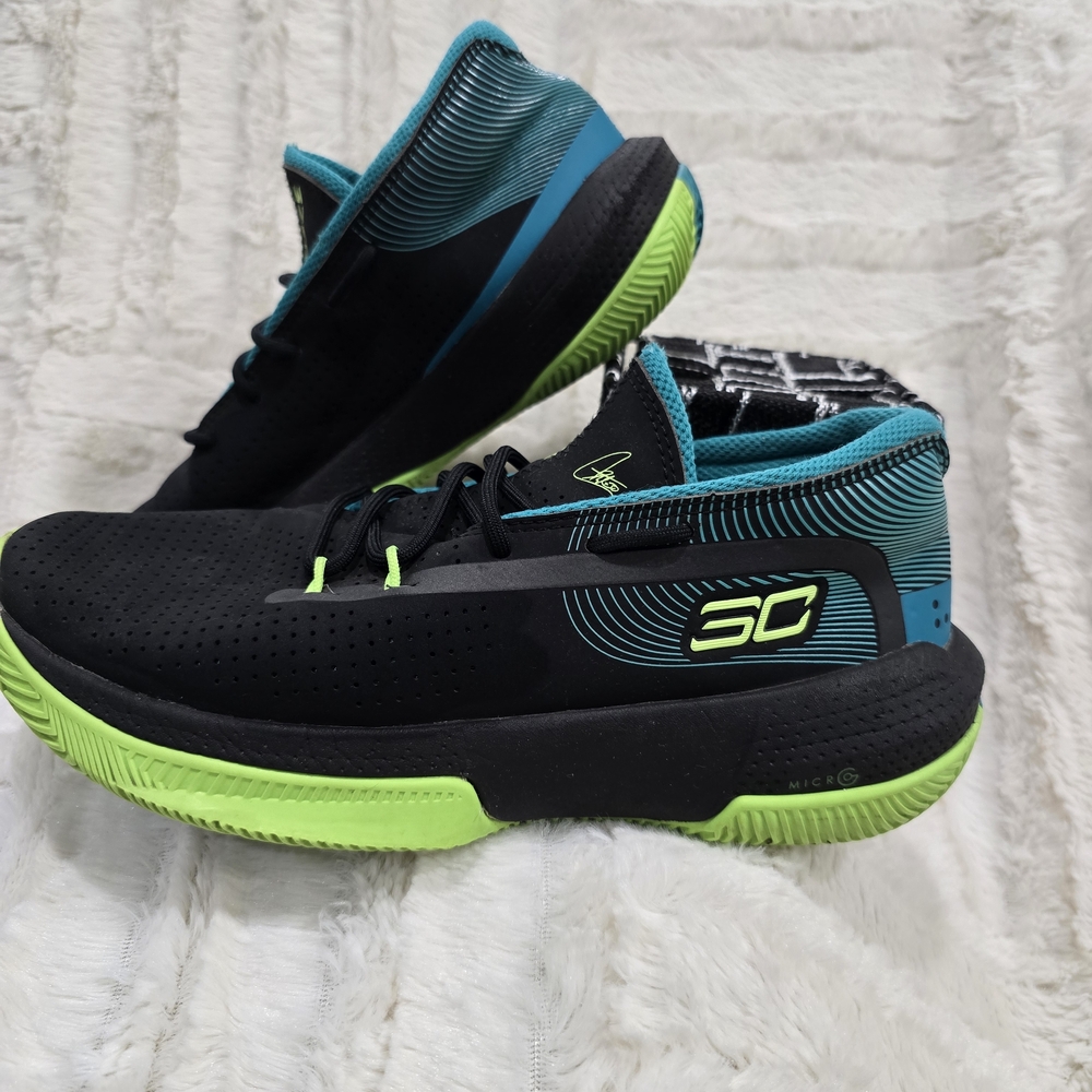 Under Armour Black and Neon Green Kids Sneakers